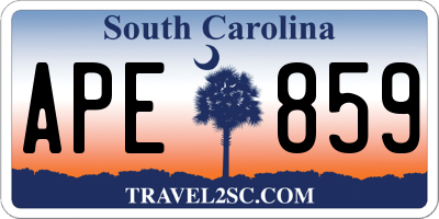 SC license plate APE859