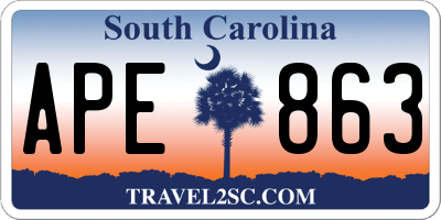 SC license plate APE863