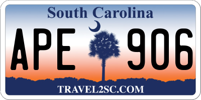 SC license plate APE906