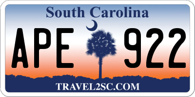 SC license plate APE922