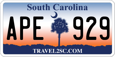 SC license plate APE929
