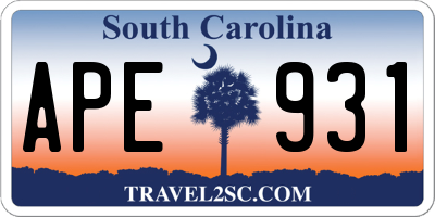 SC license plate APE931