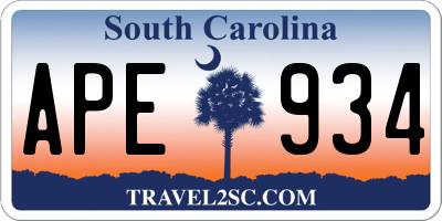 SC license plate APE934