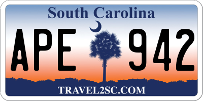 SC license plate APE942