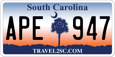 SC license plate APE947