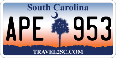 SC license plate APE953