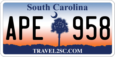 SC license plate APE958