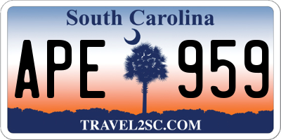 SC license plate APE959