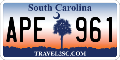 SC license plate APE961