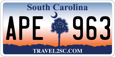 SC license plate APE963