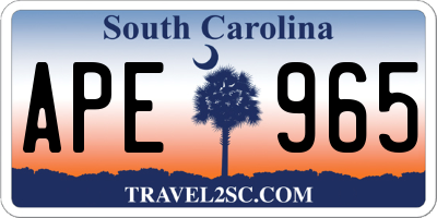 SC license plate APE965