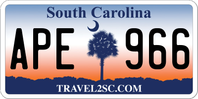 SC license plate APE966