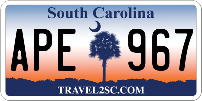 SC license plate APE967