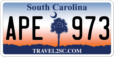 SC license plate APE973