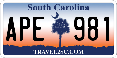 SC license plate APE981