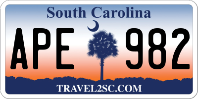 SC license plate APE982