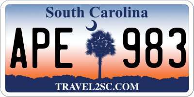 SC license plate APE983