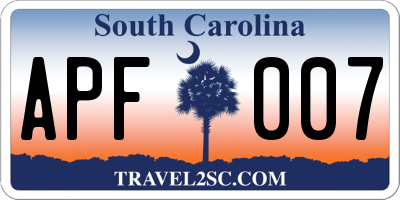 SC license plate APF007