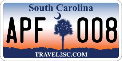 SC license plate APF008
