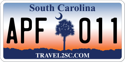 SC license plate APF011