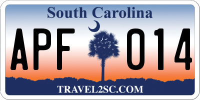 SC license plate APF014