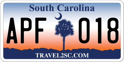 SC license plate APF018