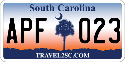 SC license plate APF023