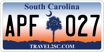 SC license plate APF027