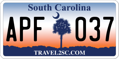 SC license plate APF037