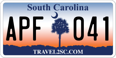 SC license plate APF041