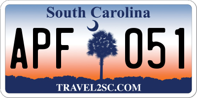 SC license plate APF051
