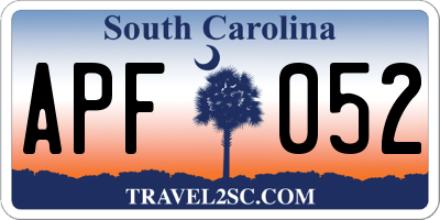 SC license plate APF052