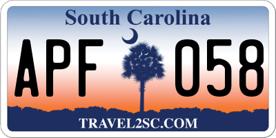 SC license plate APF058