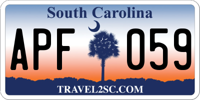 SC license plate APF059