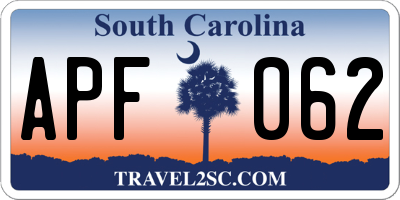 SC license plate APF062