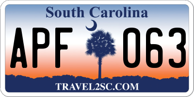 SC license plate APF063