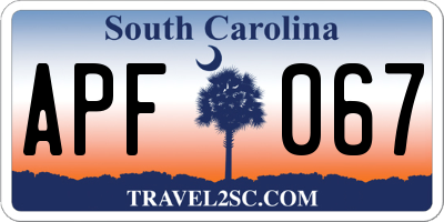 SC license plate APF067