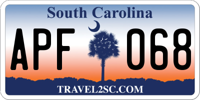 SC license plate APF068
