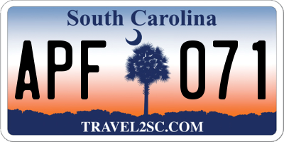 SC license plate APF071