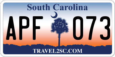 SC license plate APF073
