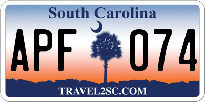 SC license plate APF074
