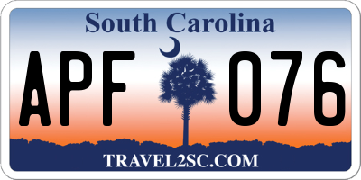 SC license plate APF076