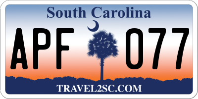 SC license plate APF077