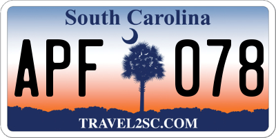 SC license plate APF078