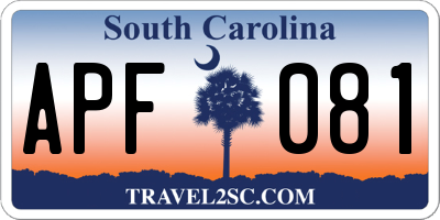 SC license plate APF081