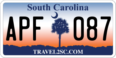SC license plate APF087