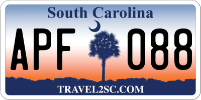 SC license plate APF088