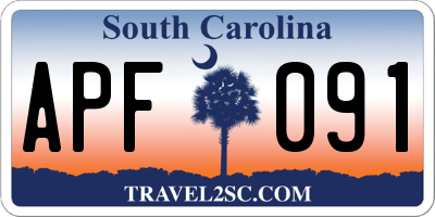 SC license plate APF091