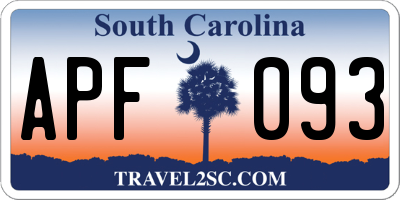 SC license plate APF093
