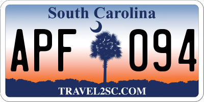 SC license plate APF094